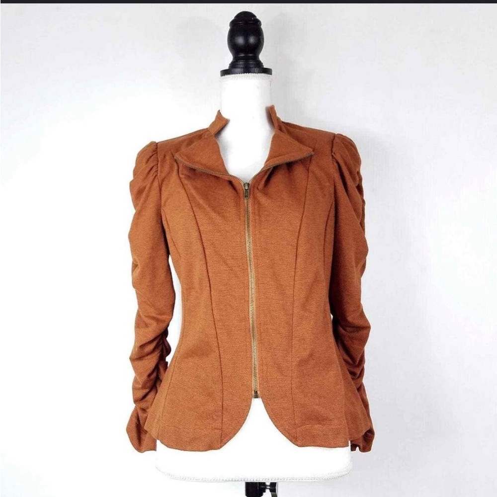 New Directions Orange Full Zip Blazer, Size Small